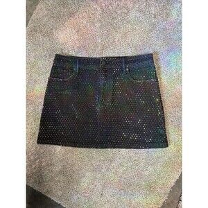 Alice and Olivia Y2K rhinestone denim skirt size 28